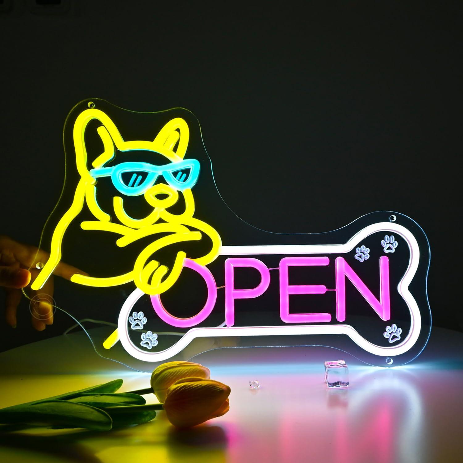 Spa & Wellness Retreat - Neon-Schild 'Pet Shop Open' mit USB-betriebener
